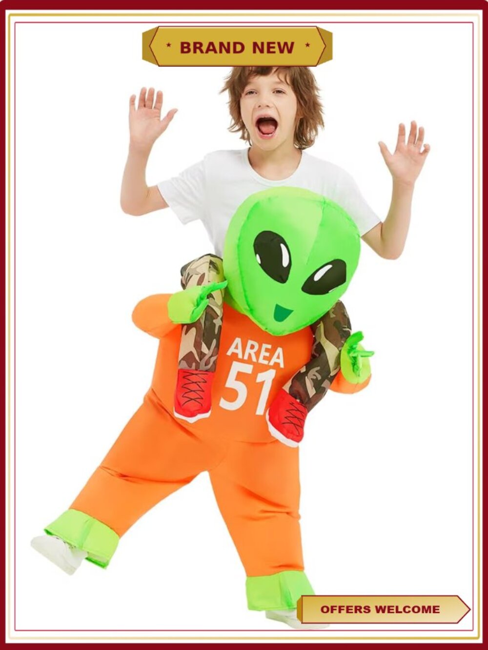 Kids Alien Inflatable Costume 55" Blow Up Halloween Party